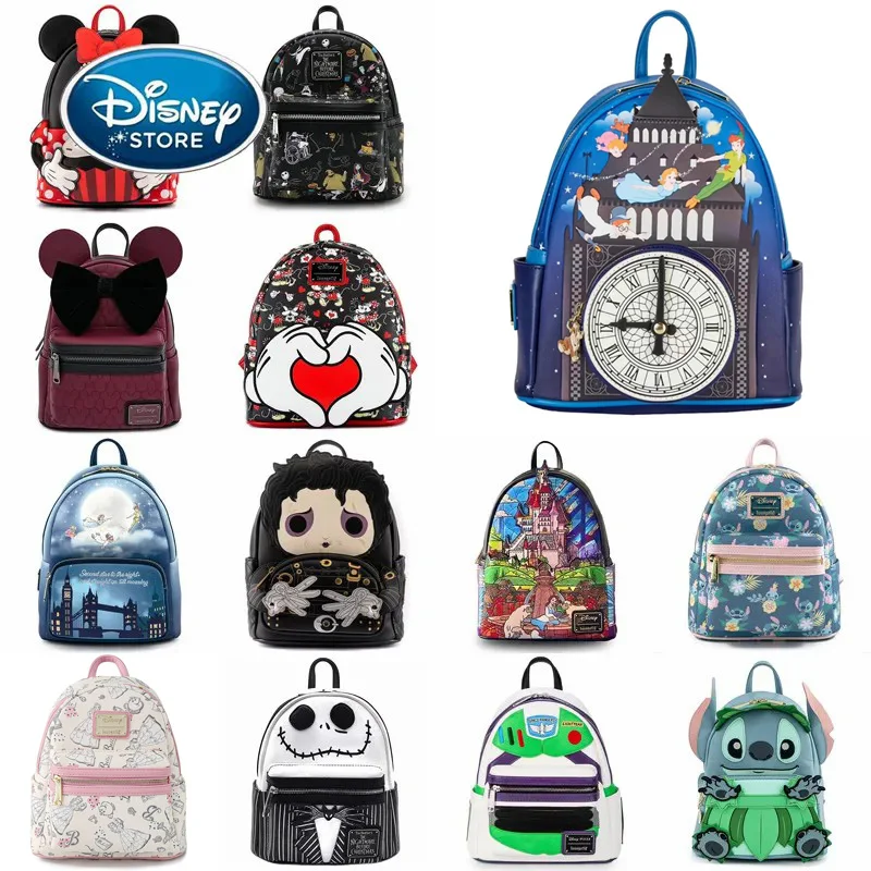 Disney PU Leather Women Backpack Cartoon Chocolate Mickey Hawaii Ice Cream Stitch Baby Yoda Brand Handbag For Girls Shoulder Bag