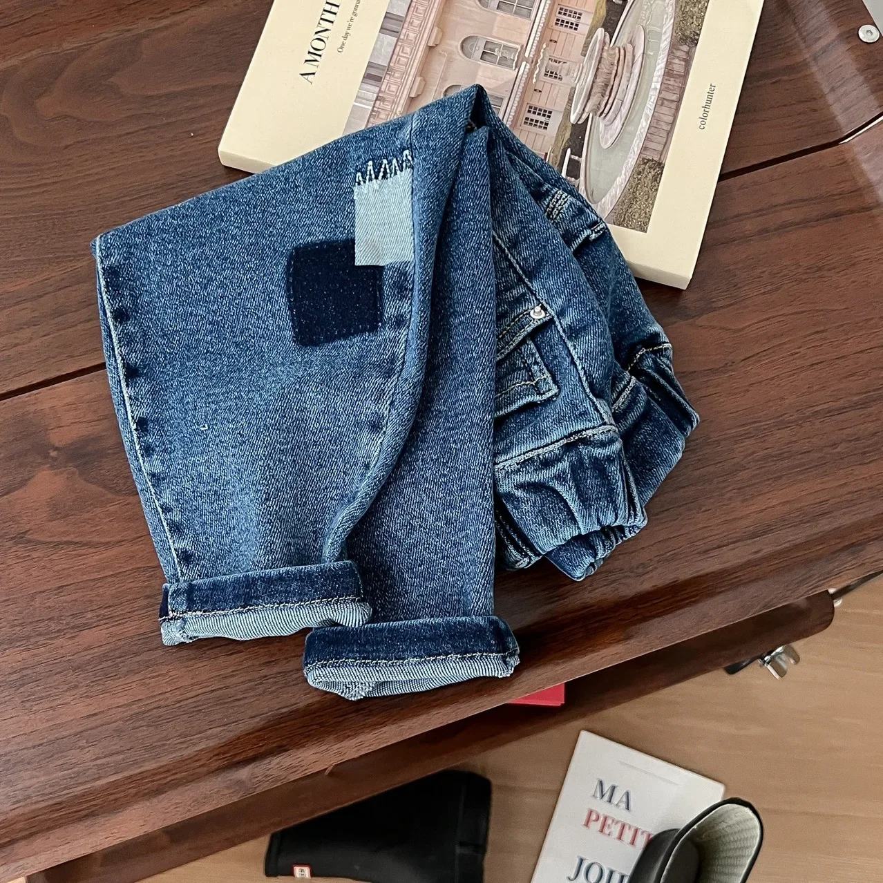 Jeans Casual Versatile Denim Retro Washed Radish Pants