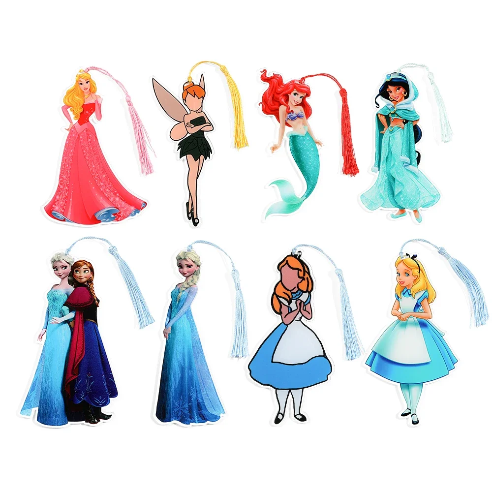 Romance Princess Cinderella Elsa Acrylic Bookmark Anime Cartoon Tassels Book Page Mark Stationery Supplies Collect Souvenir