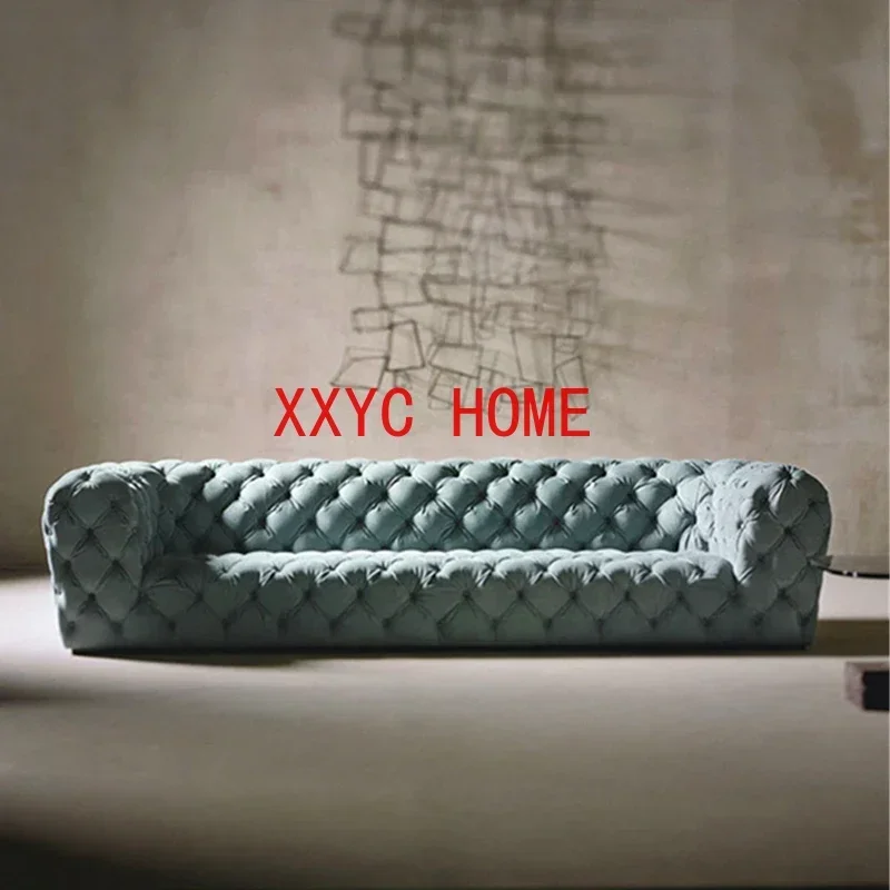 

Lunar Surface Fabric Pull Buckle Sofa Living Room Italian Minimalist Frosted Leather