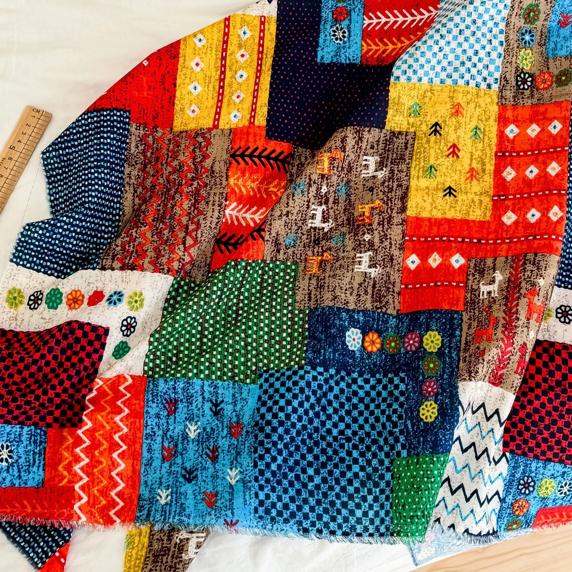 

Spring Summer Pure Cotton Patchwork Fabric Ethnic Style Dress Clothing Bag Tablecloths Handmade DIY Sewing Fabric