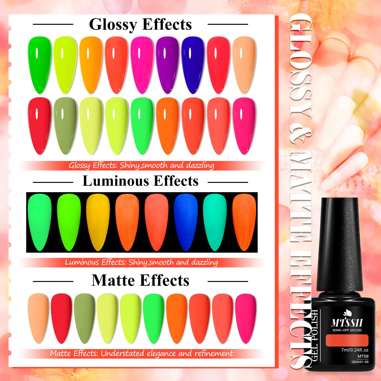 

18Pcs/Set Fluorescent Partially Glowing Gel Set Nail Polish Gel Sequins Gel Set UV Semi Permanent Nail Art Varnish Manicure Kit