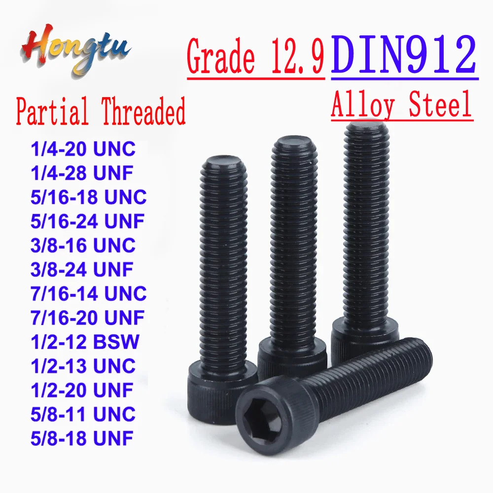 

Grade 12.9 Alloy Steel Black Hex Socket Knurled Cap Bolts - DIN912 1/4''-5/8'' UNC/UNF, Allen Key Screws