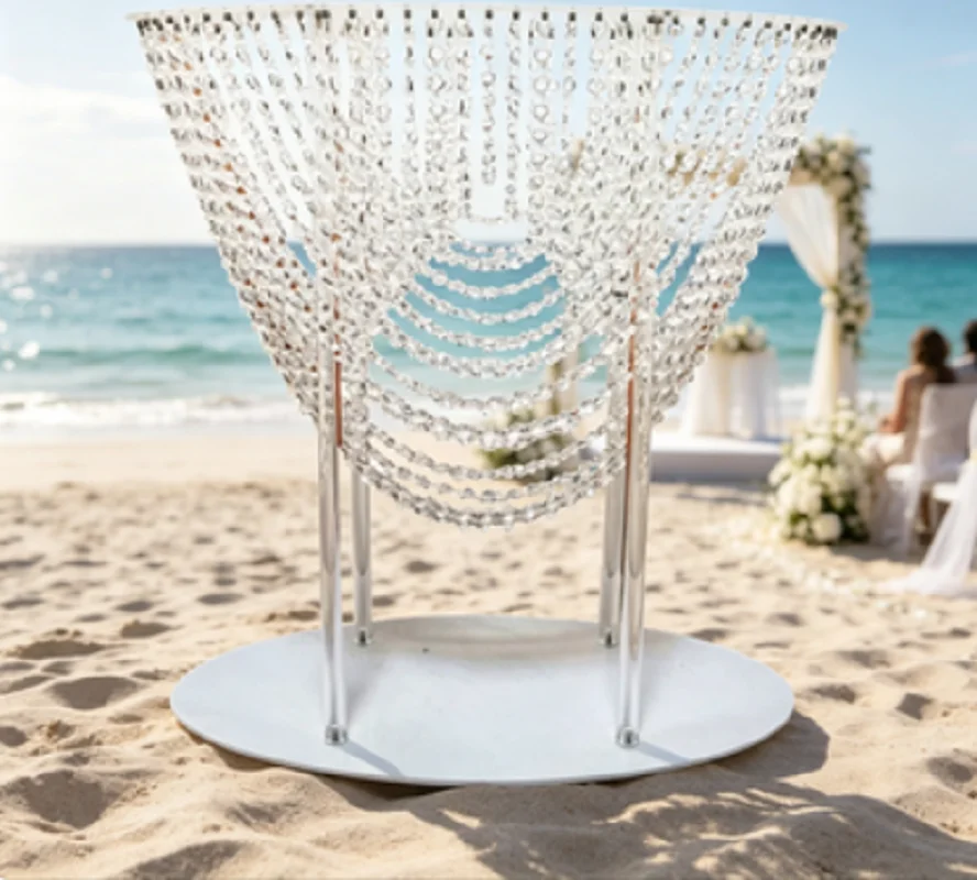 5PCS Wedding Crystal Acrylic Dessert Stand 68-105cm Transparent Flower Oval Cake Holder Table Centerpiece for Party Events
