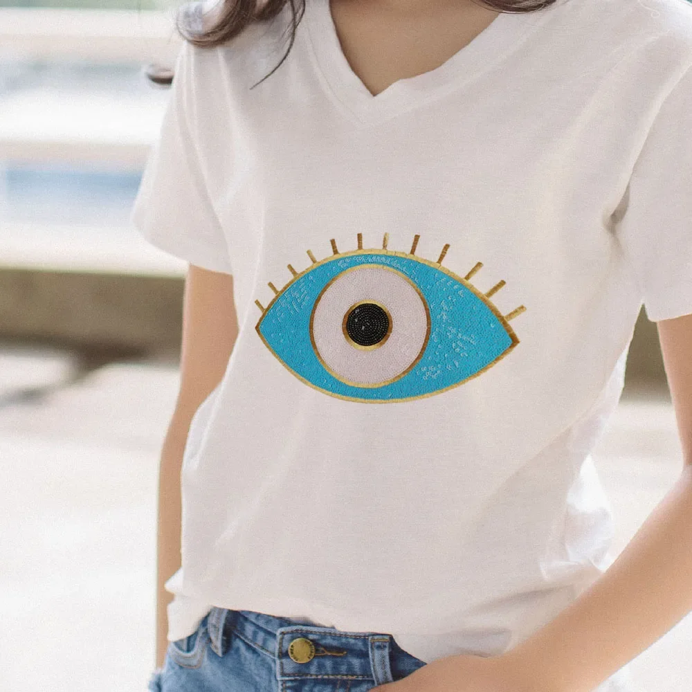 

Cute Eye Sequin Patches and Appliques Ironing Applications for Clothing DIY Iron on Patches Embellishment Cloth Stickers Patch