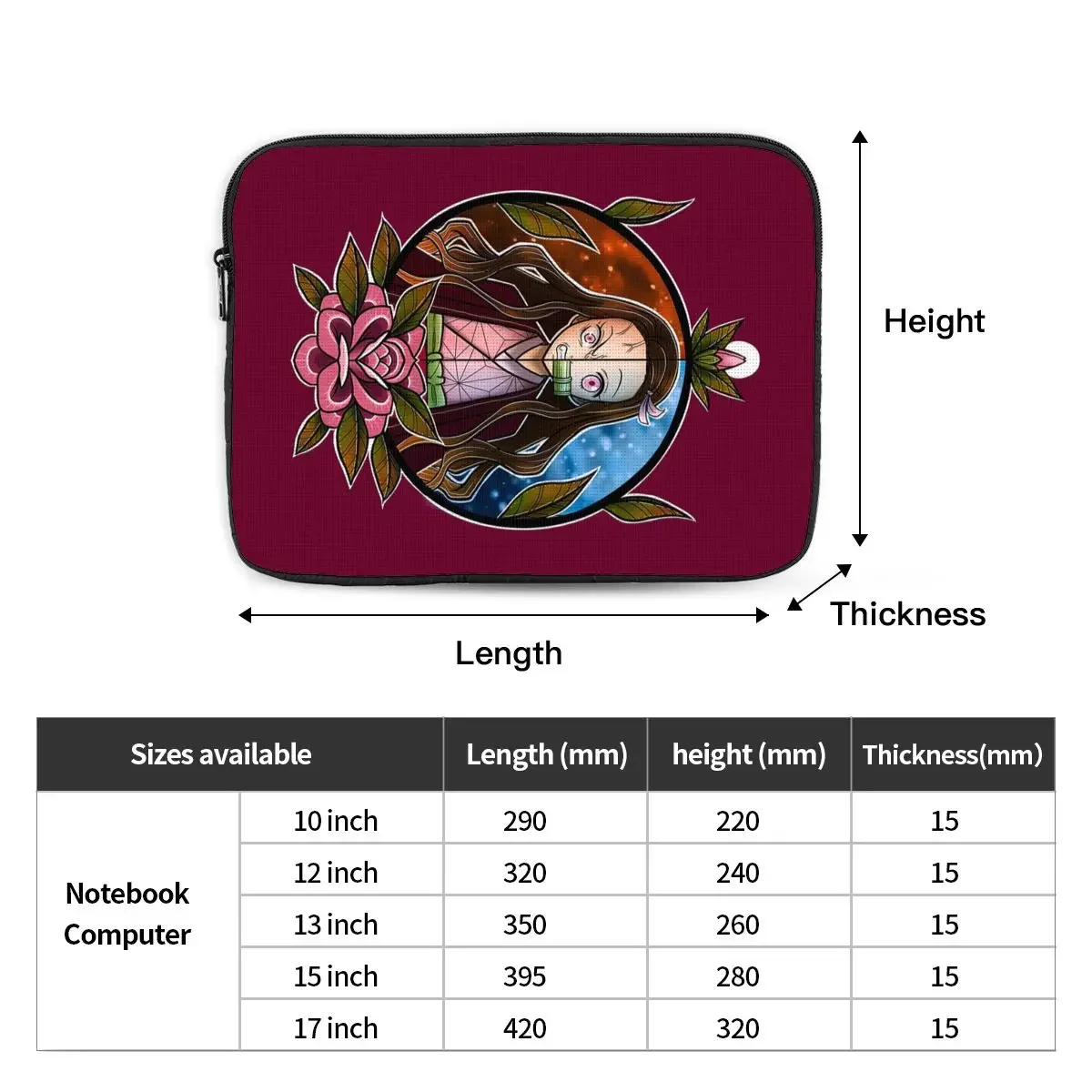 Şeytan Slayer Nezuko bilgisayar ipad Laptop kılıfı kılıf dizüstü bilgisayar için kılıf çanta taşınabilir kapak Fundas kılıfı