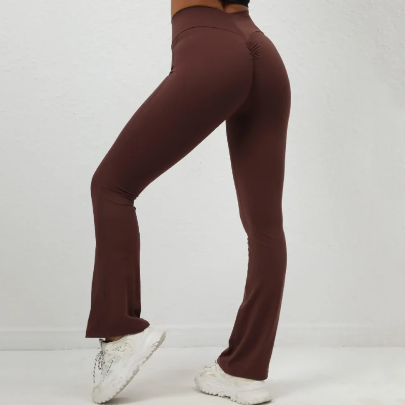 Women High Waist Yoga Pants Peach Hip Butt Lifting Pleated Quick Drying Gym Fitness Workout Sports Tights Solid Color 2025 NEW