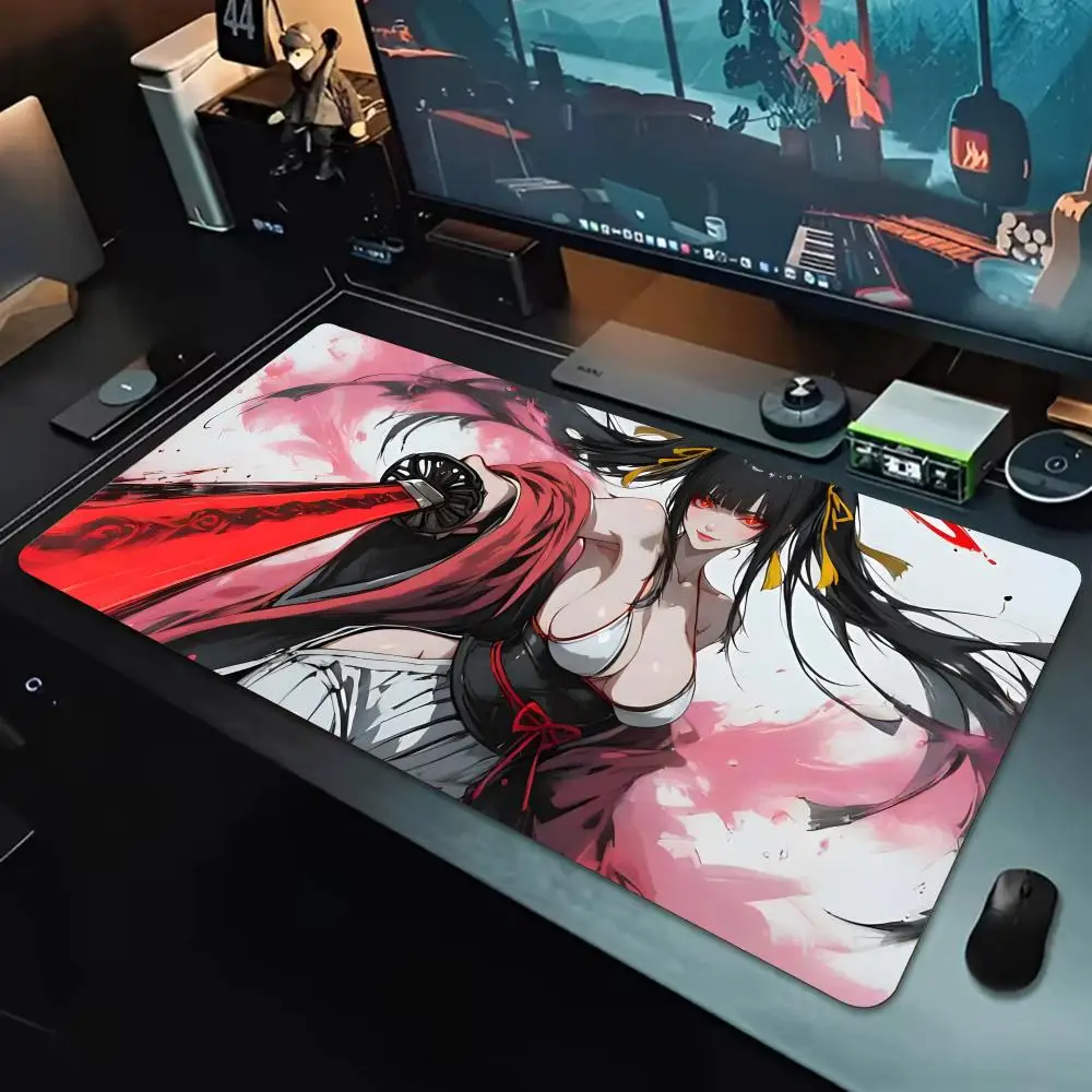 Graceful Art J-Japanese Style Samurai women Mouse Pad Large Waterproof Gaming Mouse Pad, Non-Slip with Stitched Edge