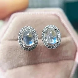 CAOSHI Beautiful Exquisite Women Stud Earrings Oval Imitation Opal with Sparkling Cubic Zirconia Dance Party Trendy Chic Jewelry