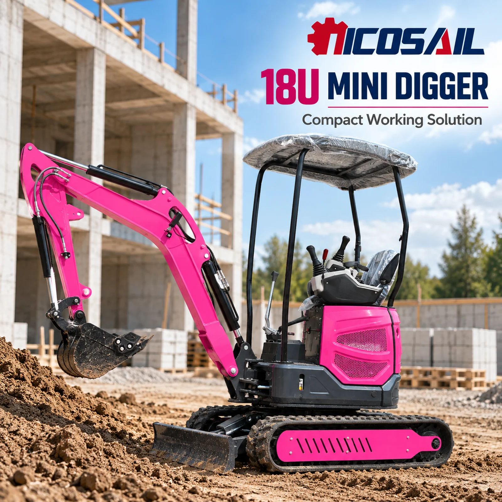 Customized 18U Mini Excavator Stage V 1.8 Ton Compact Digger for Farm Garden Landscaping and Property Maintenance