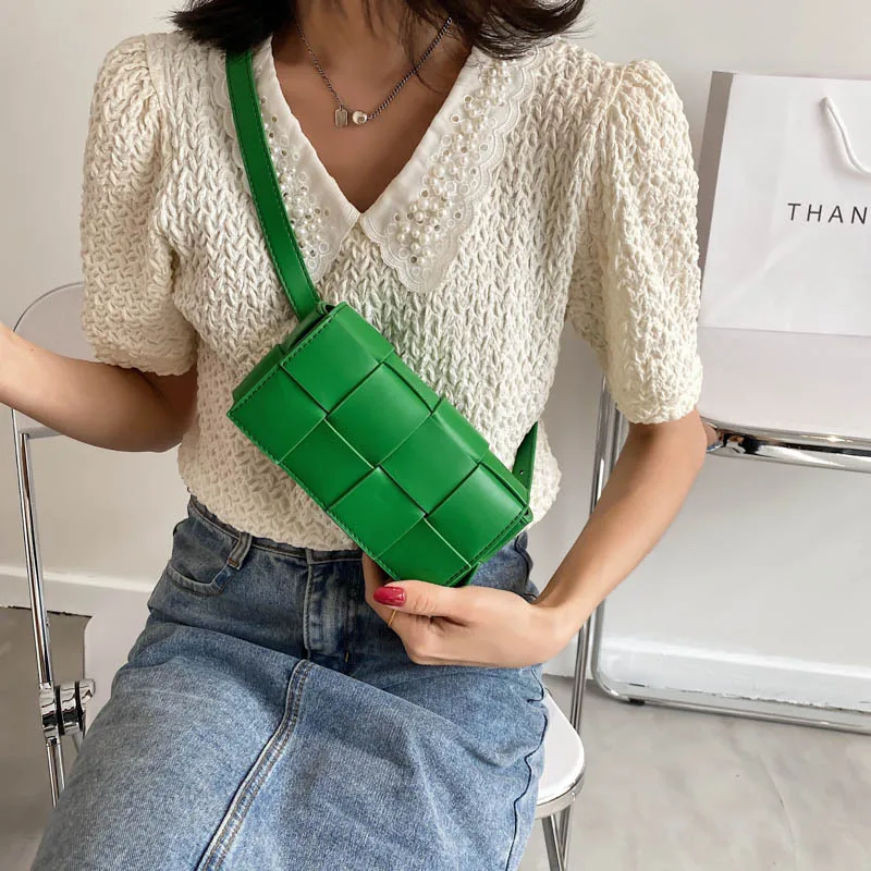 Xouham Vrouwen Schoudertassen Literair Ontwerp Messenger Bag Trend Lente Zomer Vierkante Pocket Mode Dames Geweven Borsttas