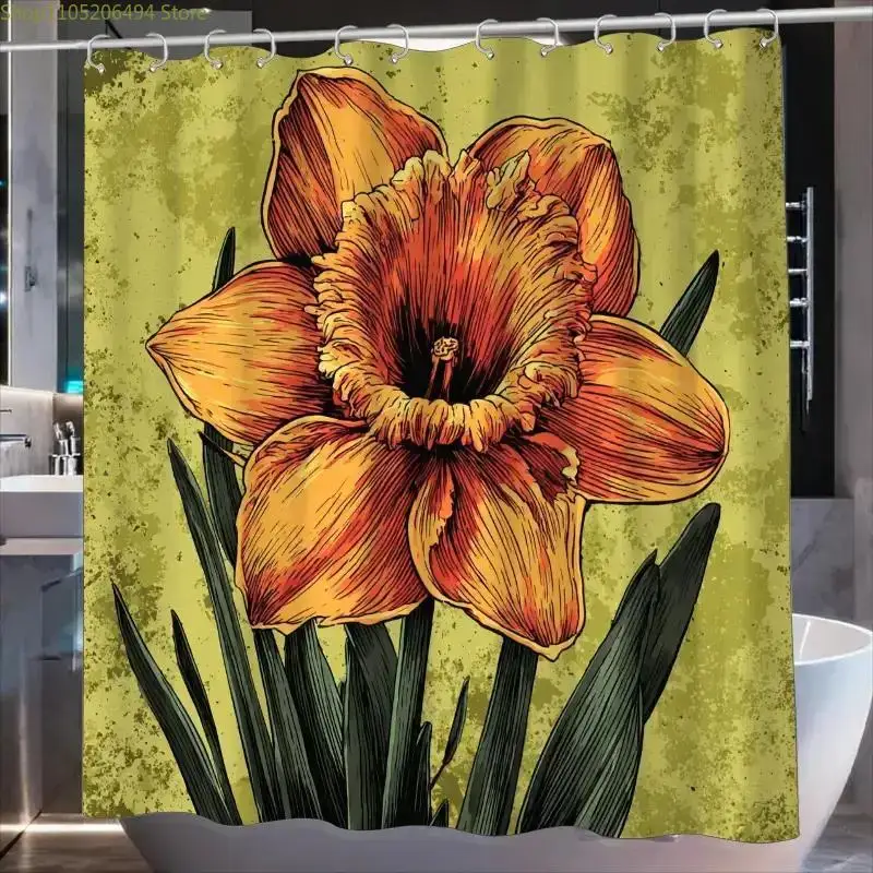 1pc of Bathroom Shower Curtain, Dense Plant Pattern, Anniversary Shower Curtain, Includes Hooks Bathroom Curtain  multiple sizes