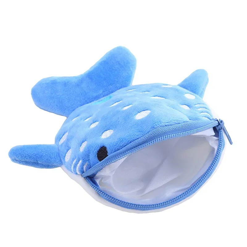 Porte-monnaie requin baleine de dessin animé mignon, portefeuille Kawaii, sac à monnaie en peluche portable, sac à clés, sac à écouteurs, sac à fermeture éclair, cadeau pour enfants