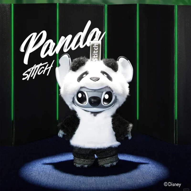

Kawaii Anime Panda Plush Stitch Elevator Pendant Original Vinyl Figure Model Decoration Collectible Toy