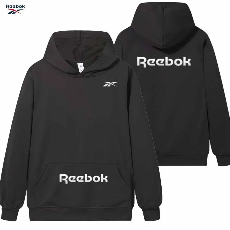 Reebok logo men's and women's casual hooded sweatshirt, long-sleeved pullover (suitable for autumn and spring) personalized stre