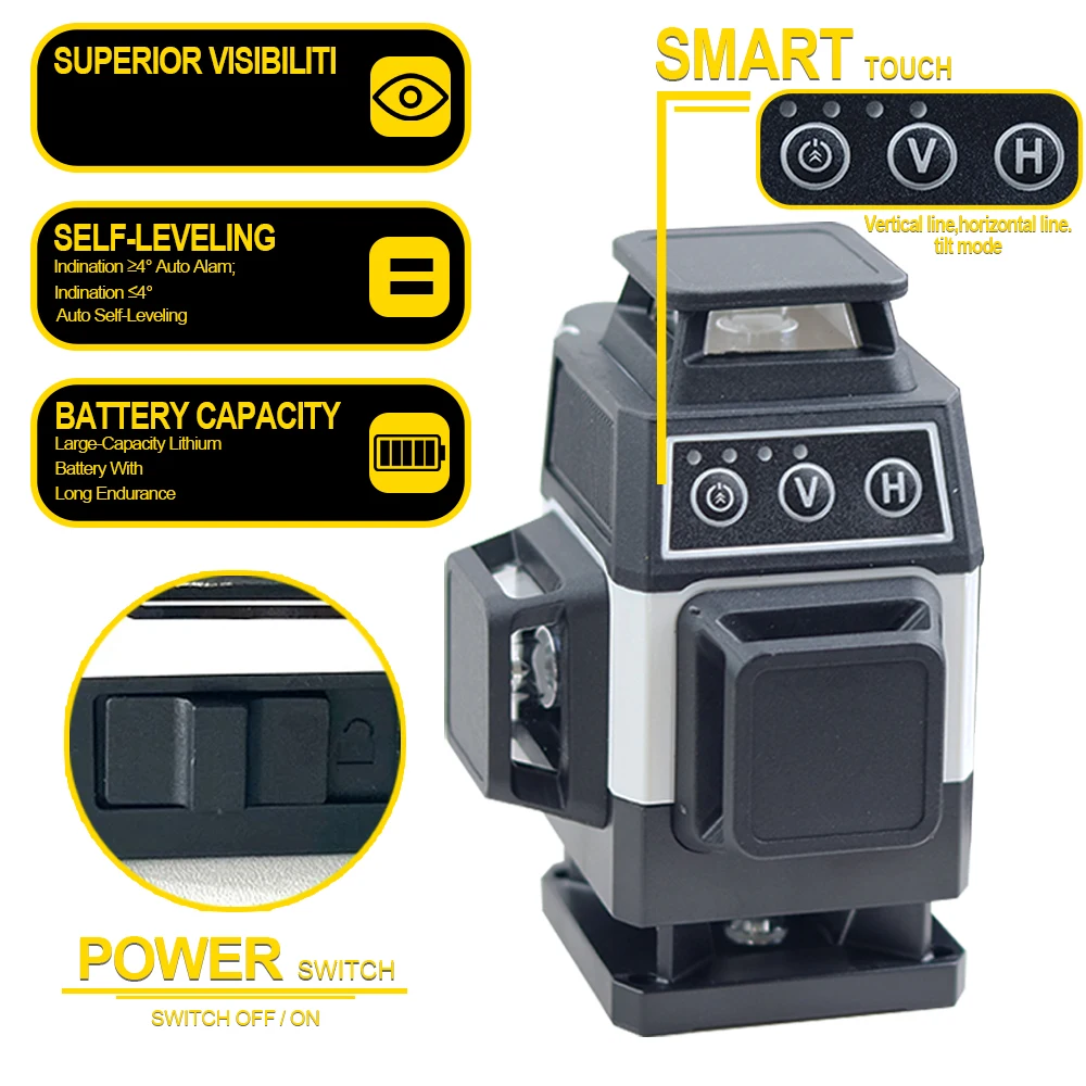 Imagem -04 - Mini Auto-nivelamento Verde Raio Laser Cruz Horizontal e Vertical 16 Linhas Nível 4d 360 °