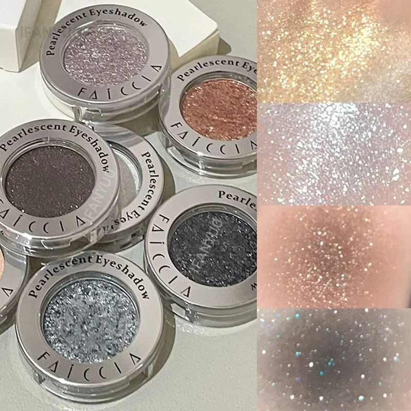 Sombra de ojos nacarada en Gel, brillo blanco, dorado, negro, ojos húmedos, resaltador de sombra, pigmentos de ojos de perlas metálicos monocromáticos, cosméticos