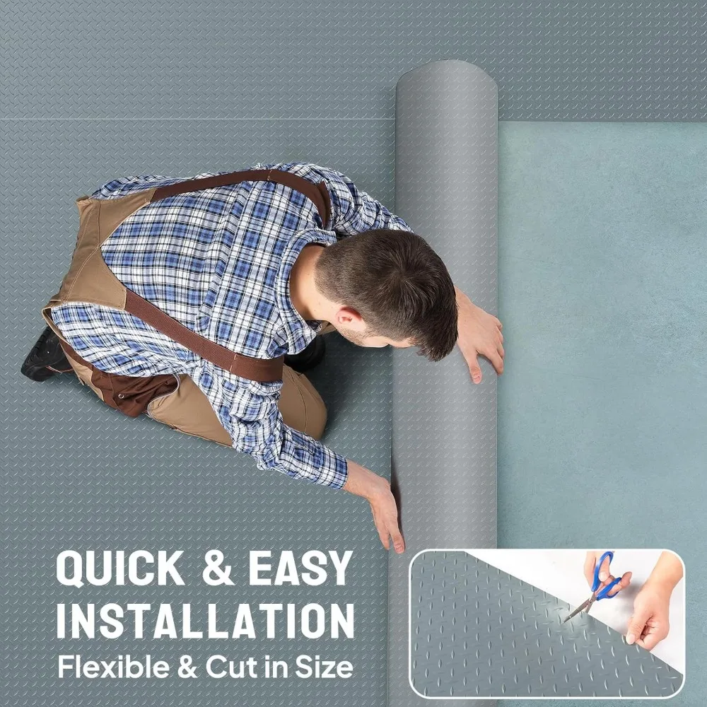 حصيرة أرضية جراج PVC سميكة من الألماس، 7'87 × 22 قدم، مثالية لحماية السيارة ومواقف المرآب