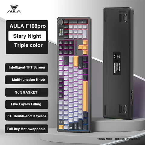 AULA F108 pro Беспроводная механическая геймерская клавиатура с дисплеем