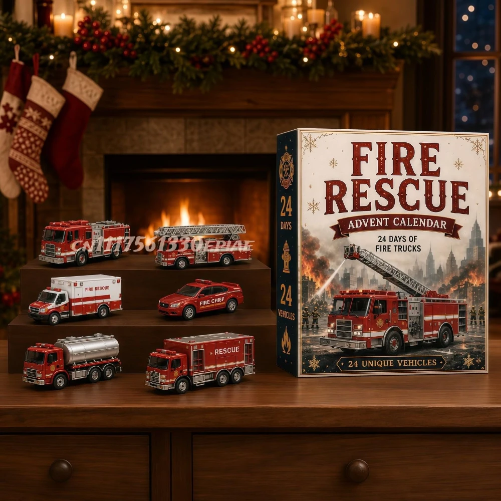 Fire Rescue Advent Calendar 2026, 24-Day Christmas Advent Calendar with Fire Truck and Rescue Vehicle Designs Surprise Gift image 3