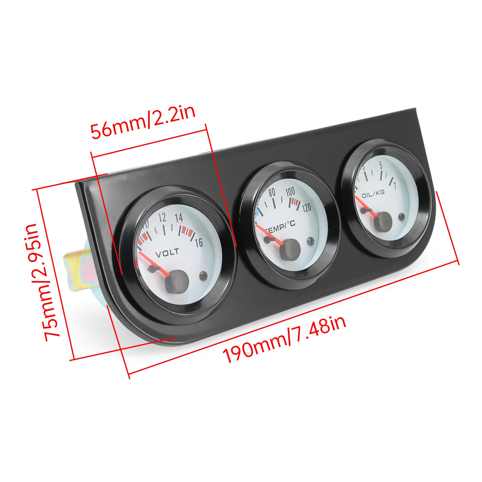 52MM Triple Kit 3in1 Meter Water Temperature Gauge + Volt Meter + Oil Pressure Gauge Kit with Water Temp Sensor 10mm customized