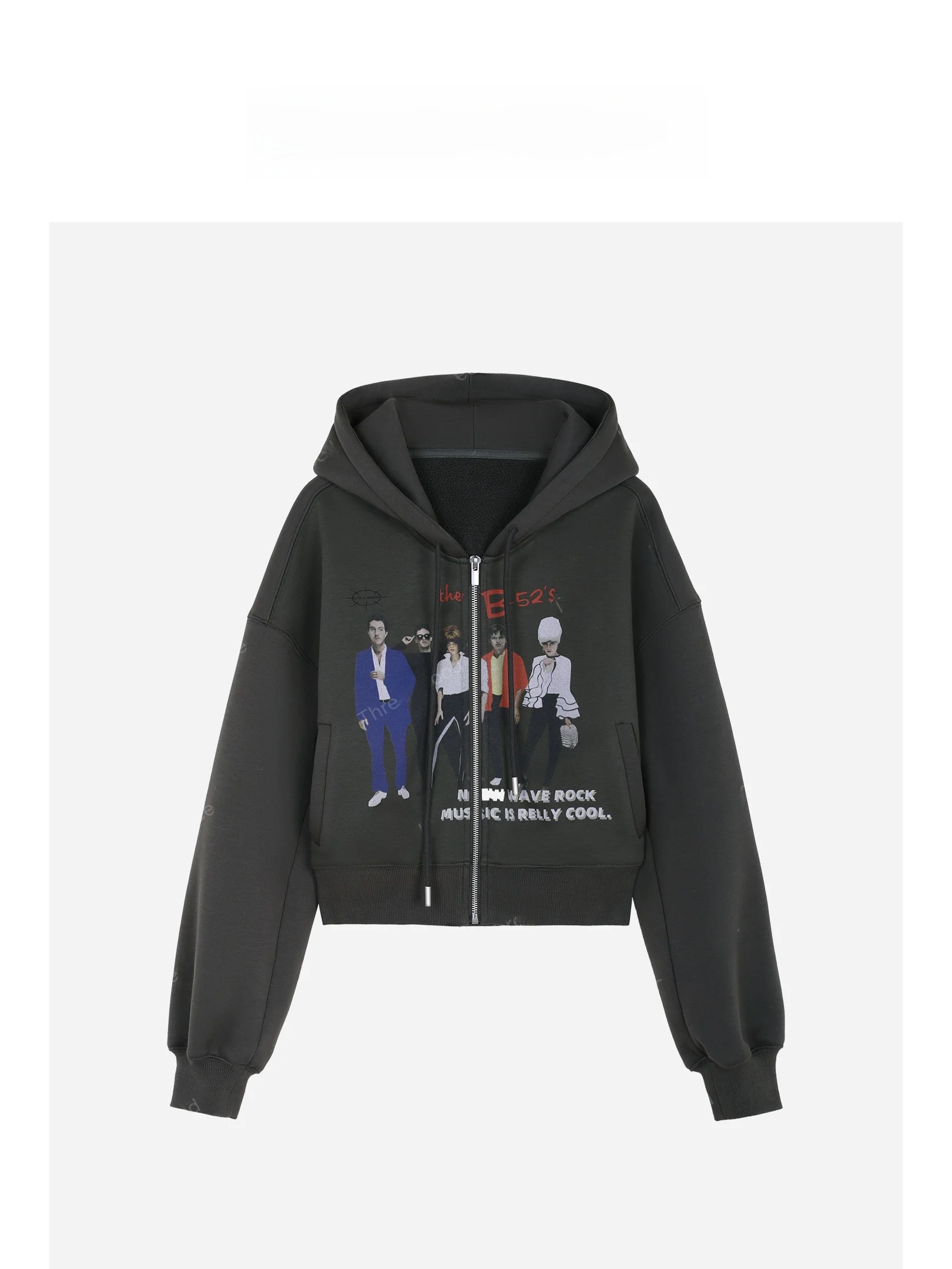 

Tee Goood Band Member Print Fce Lined Hooded Open Cardigan Sweatirt Jaet Unique Sle Casual Loose Fit Ladies' Faion