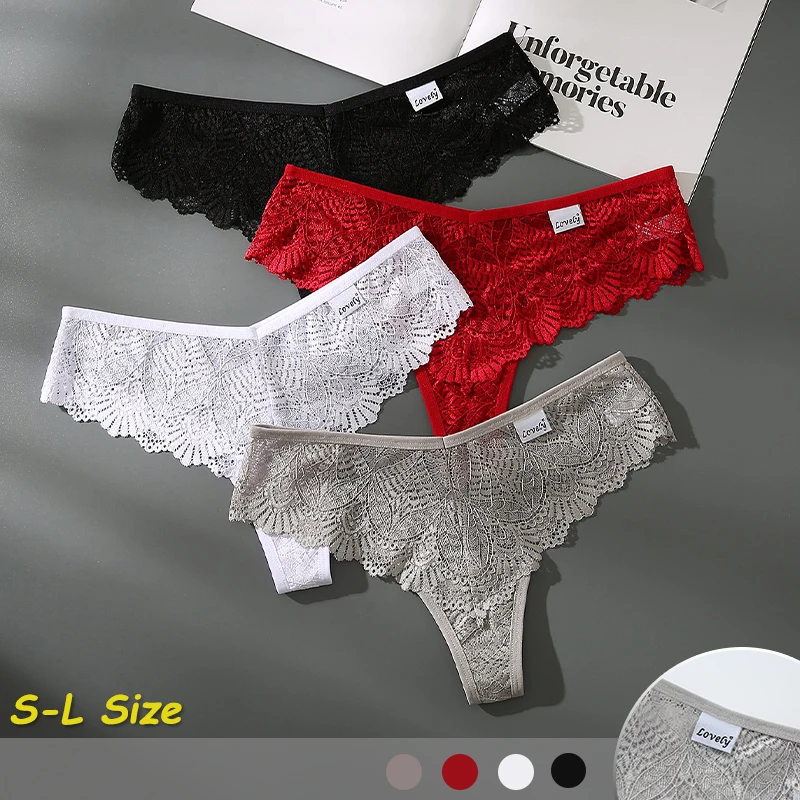 

Summer Women's Underwear Sexy Low Waisted Temperament Tangas Lace Hollow Breathable Lingerie Solid Color Fashionable Sexy T-back