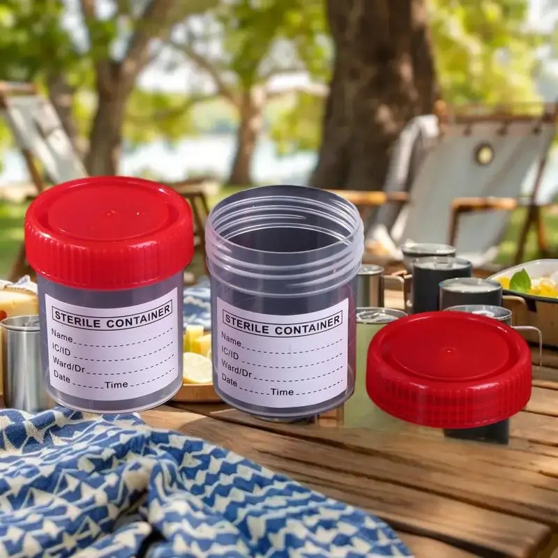 [10/50PCS] 60ML Plastic Cup Container Disposable  Collection Sample Cup Specimen Bottle Container With Tags