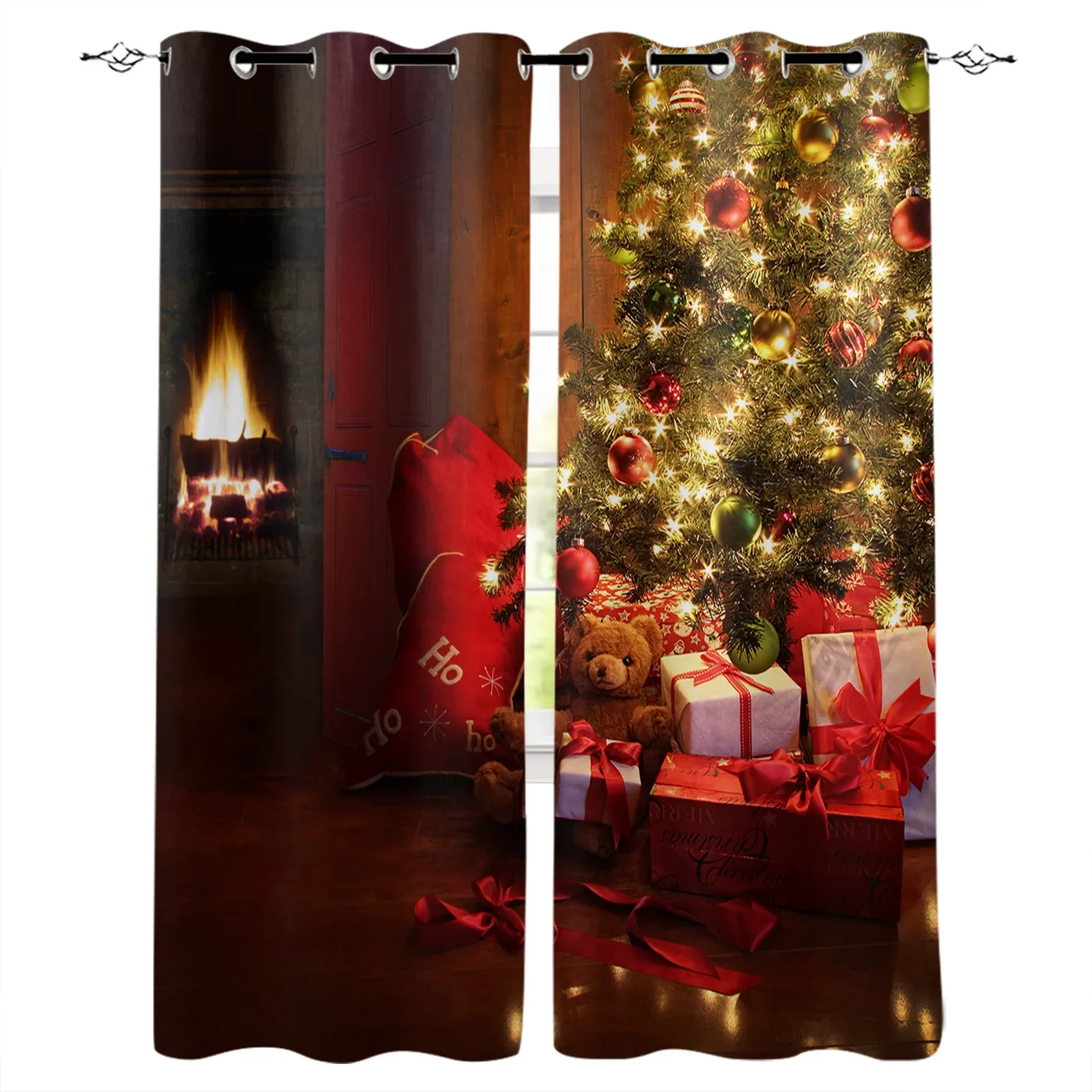 Santa Claus Christmas Decoration Christmas Blackout Curtains 3D Print Window Curtain Bedroom Living Room Decor Window Treatments