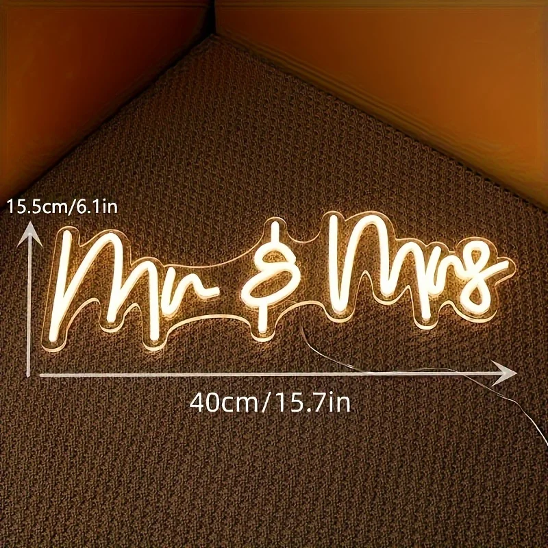 Mr And Mrs Led Neon Sign Wedding Party Decoration Bedroom Home Wall Decor Anniversary Marriage Valentine\'s Day Party Neon Light