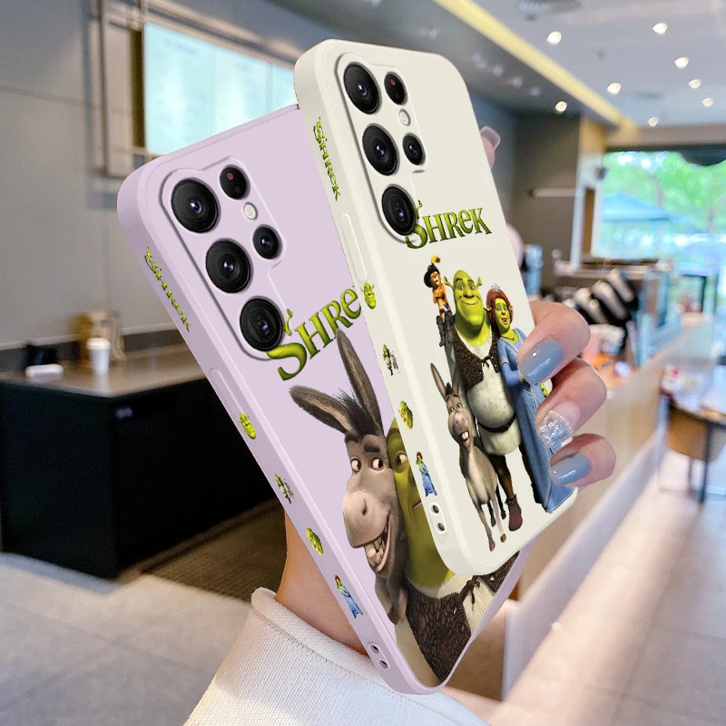 Movie Anime S-Shreks Art Liquid Left Rope For Samsung Galaxy S24 S23 S22 S21 S20 FE S10 Ultra Plus Lite 5G Back Phone Case