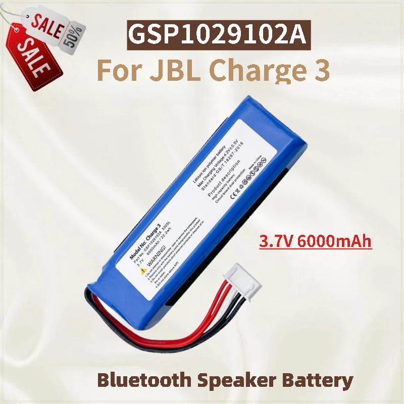 

High Quality GSP1029102A Battery 3.7V 6000mAh For JBL Charge 3 Bluetooth Speaker Brand New Replacement Battery