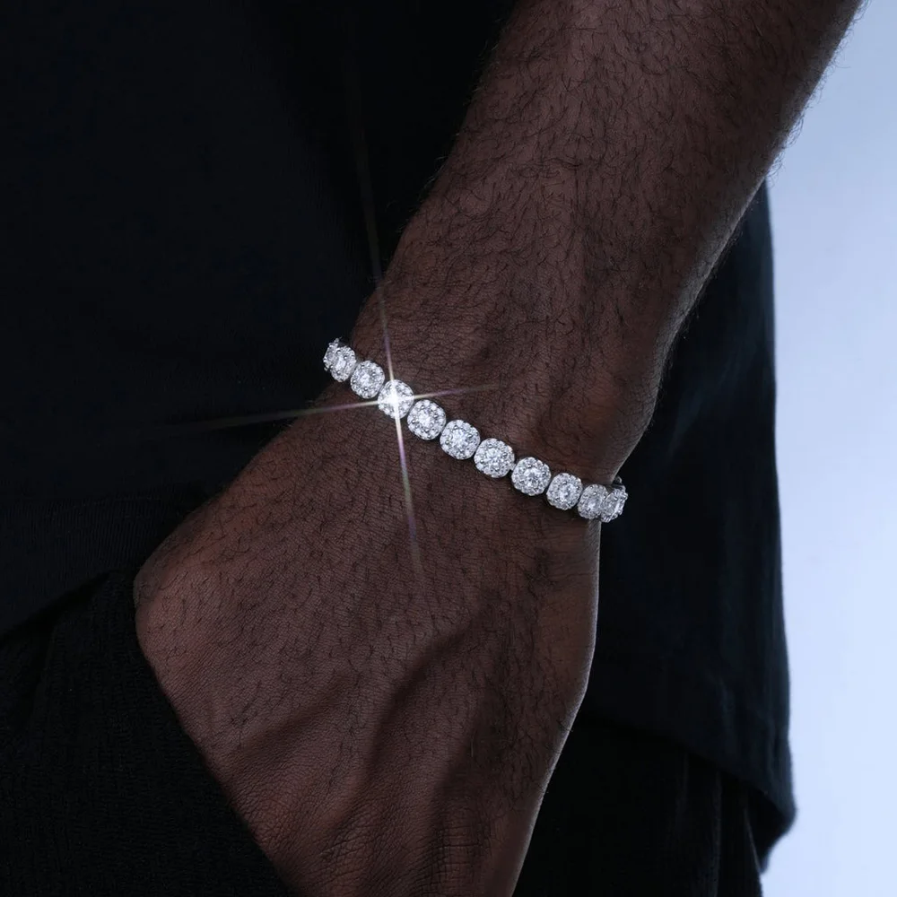 ESKEEM 5mm Width Moissanite Tennis Chain White Gold Plated Brass Iced Out VVS Link Necklace Bracelet Wholesale Men Women