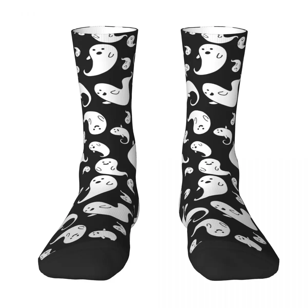 Ghostly Flying Ghosts Black Halloween Trick or Treat Unisex Winter Socks Warm Happy Socks street style Crazy Sock