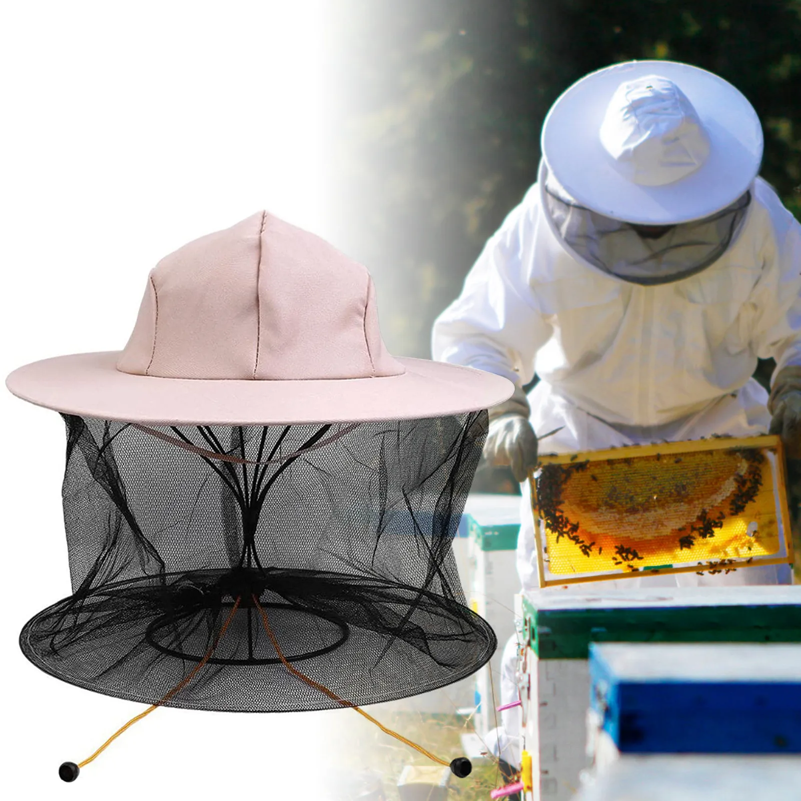 Beekeeping Hat With Veil Anti-mos-quito Bee Breathable Professional Bee Keeping Supplies Face Protection MenWomen With Net