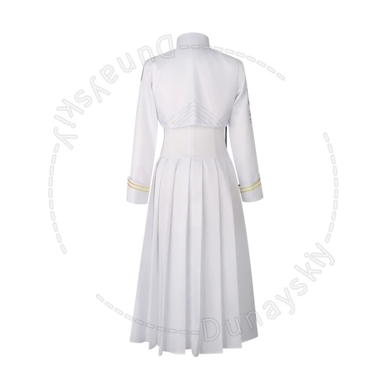 Blue Archive Federal Student Council President Badge Cosplay Costume White Military With Wig Set Jacket Dress Wig Headband Stage - view 3