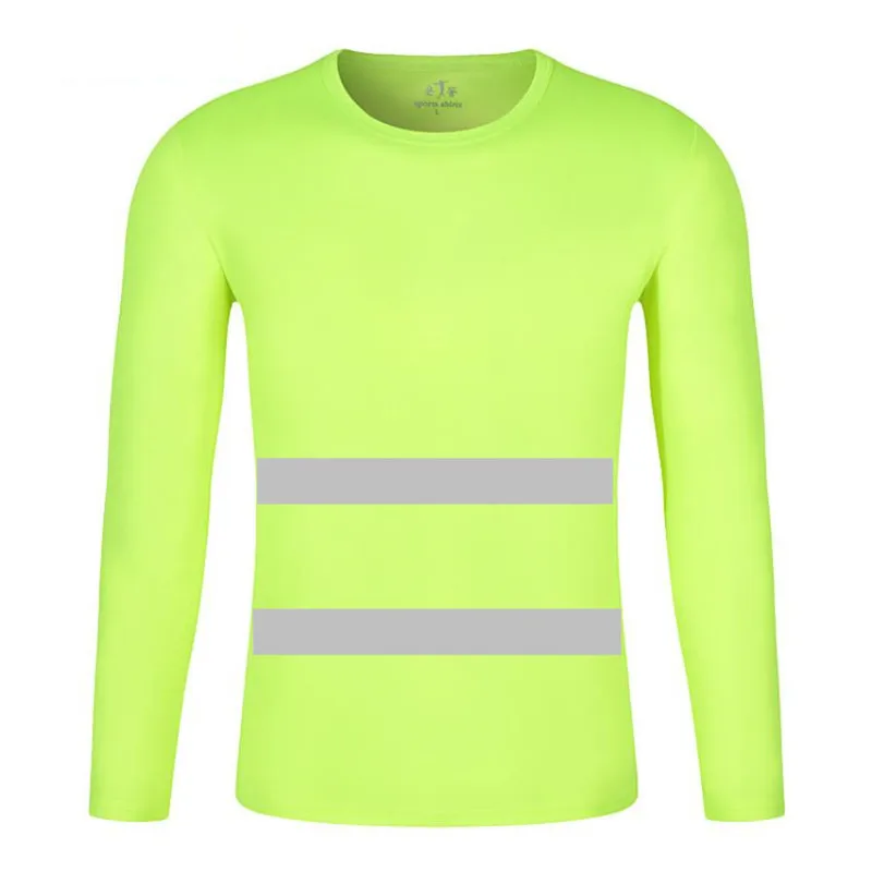 Koszulka bezpieczeństwa z odblaskami dla mężczyzn z okrągłym dekoltem z długim rękawem T-Shirt Hi Vis Work T Shirt szybki odzież ochronna odzież do pracy Qry