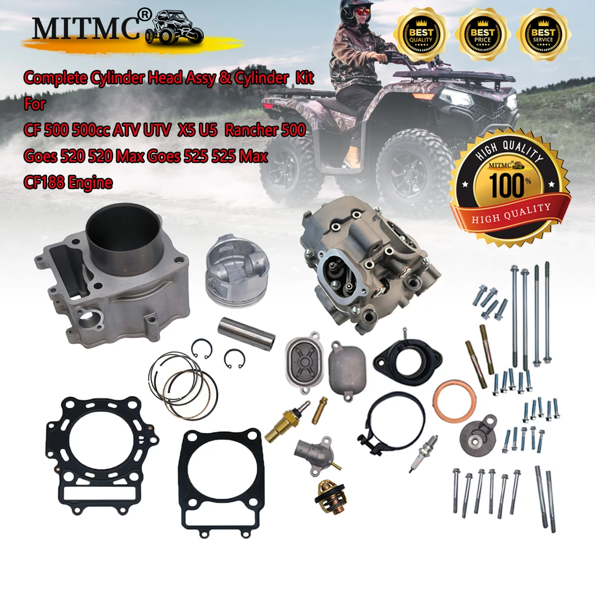 

Cylinder Head and Cylinder Kit For CF 500 X5 U5 CF500 Goes 520 525 Max ATV UTV CF188 Engine Rebuild 0180-023100 0180-020002