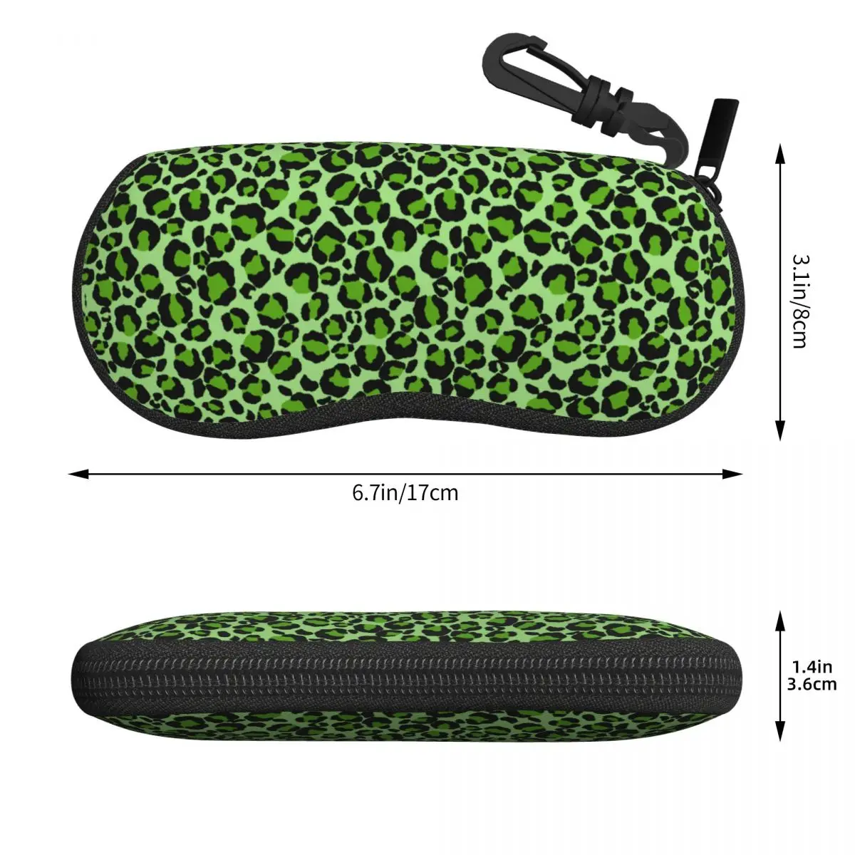 Custom Green Leopard Cheetah Skin Printed Glasses Case Portable Animal Shell Eyeglasses Case Sunglasses Box