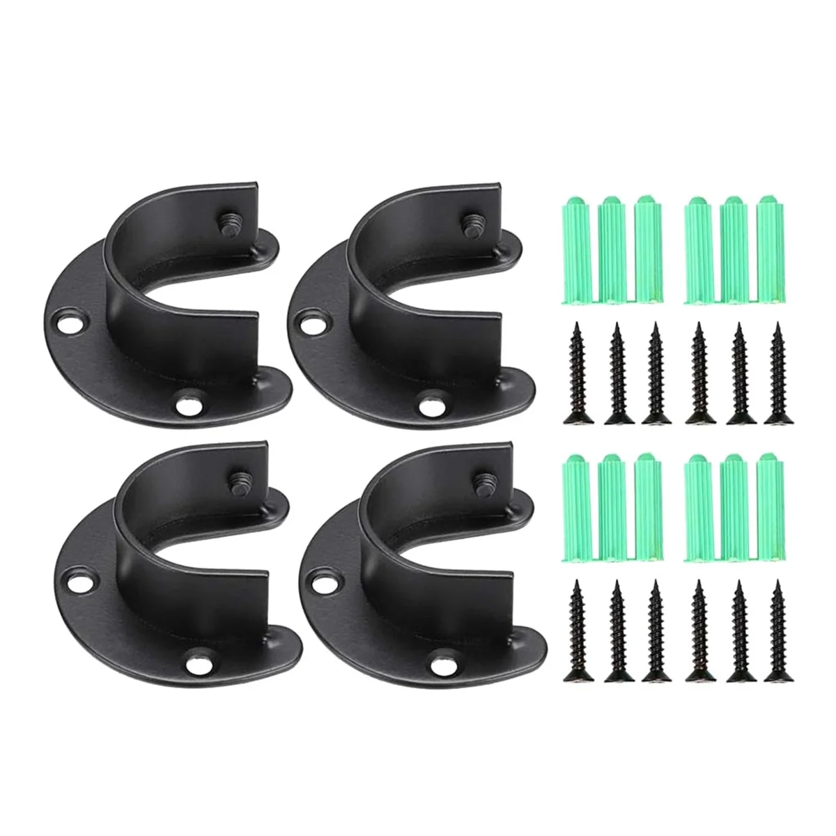 4PCS Closet Rod Brackets Support Flange Holders with Screws U Shaped Wardrobe Bracket Pole Socket End Caps for 32mm Rods