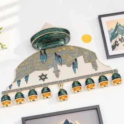 9-Head Menorah Holder For Hanukkah Jewish Home Decor Candelabra Centerpiece Tall Candlestick Display Holiday Table