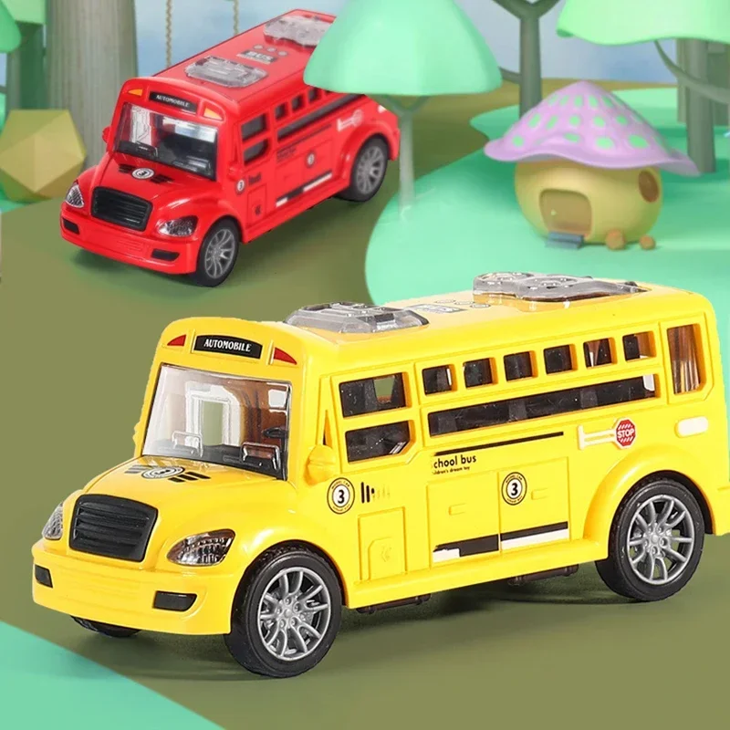 School Bus Model Car For Children Toys, Kids Educational Toy Cars, Miniature Game Vehicle Inertia Wheel, Boys Birthday Gift