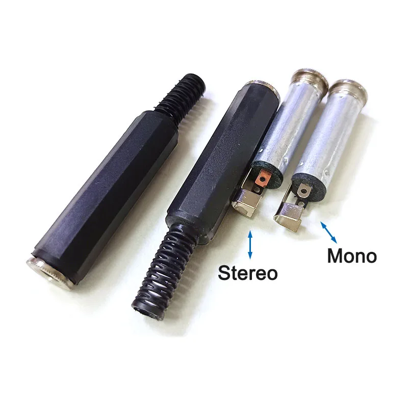 6.35mm plastic Mono Stereo 2 3 pole Audio Plug Socket 6.5 Female jack Audio solder Type Microphone Connector Welded Microphone L