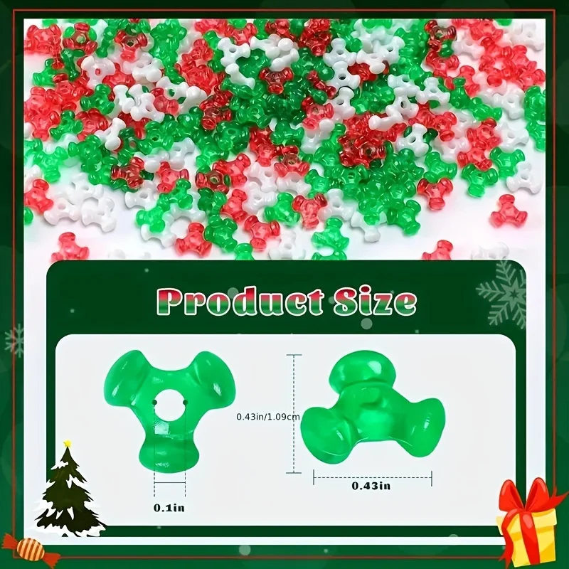 200 Pieces of Loose Christmas Crafts DIY Bead Jewelry Making Flower Garlands, Canes, Christmas Trees, Party Decorations