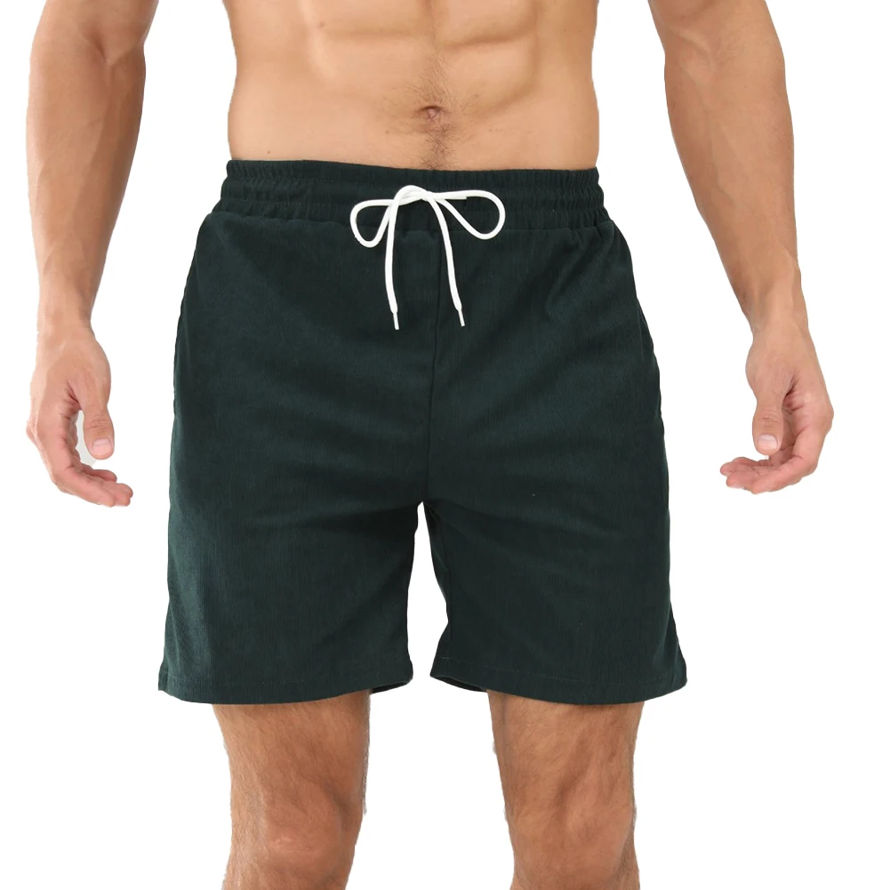 Mens Lace Up Corduroy Minimalist Shorts Beach Drawstring Sports Workout Hiking Fitness Short Pants Casual Solid Male Shorts