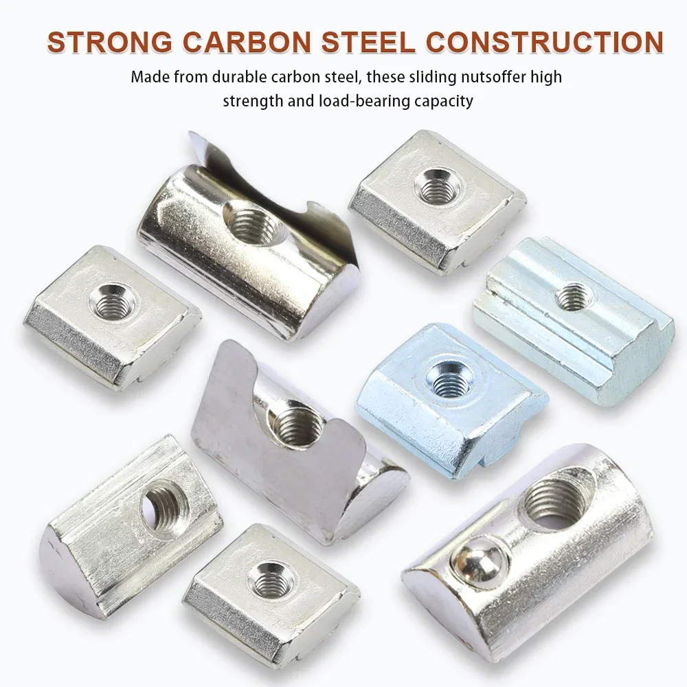 20pcs M3 M4 M5 M6 M8 T Slot Nut Tee Sliding Nut Hammer Spring Ball for 20 30 40 45 Series Aluminum Profile Extrusion