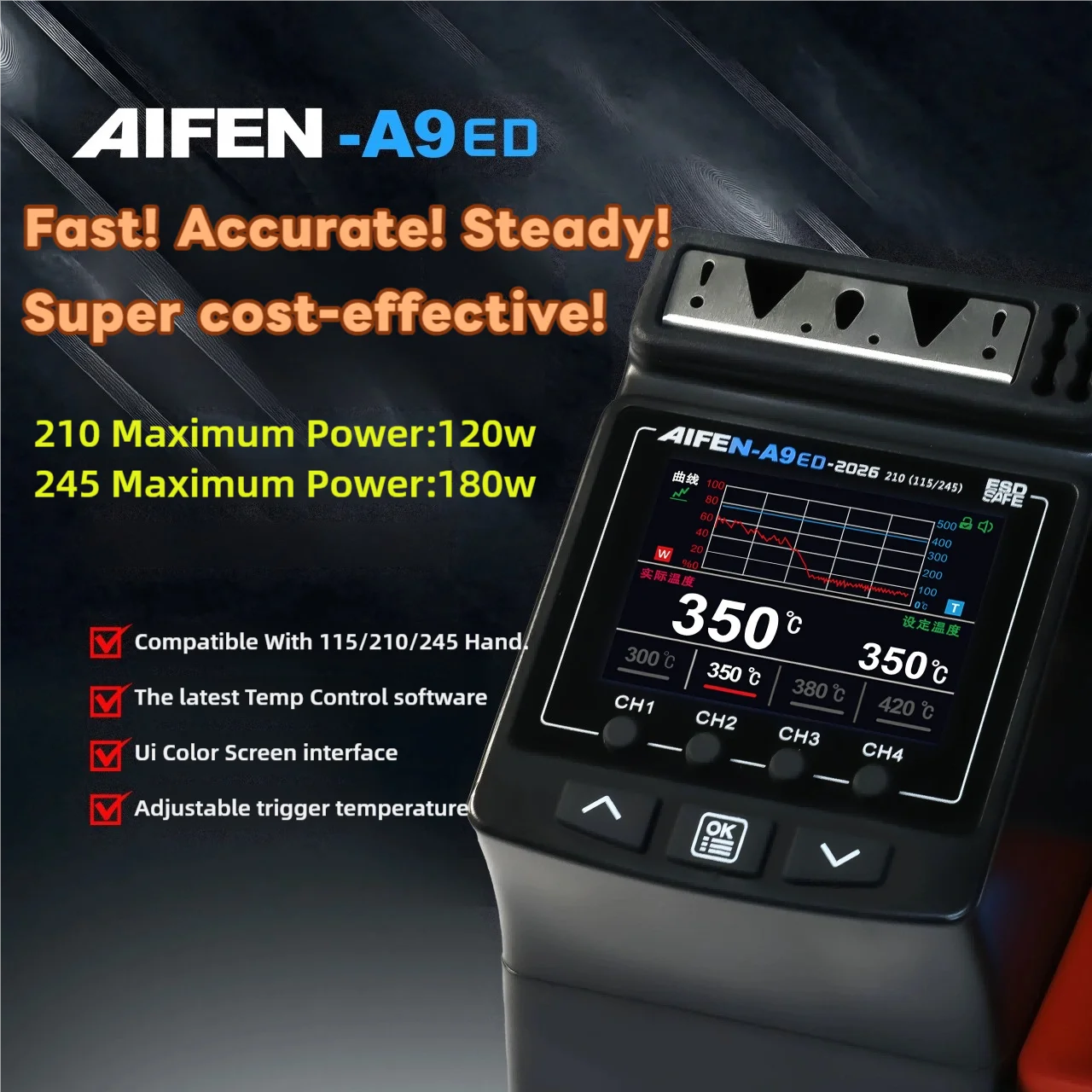 AIFEN A9ED Soldering Station 180W Power Electronic Welding with C210 C245 Solder Iron Handle Soldering Iron Phone Repair