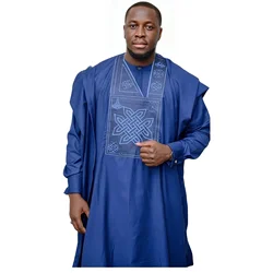 African Clothes For Man Bazin Riche Embroidery Design Top Long Sleeve