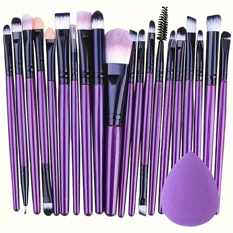 Ensemble de pinceaux de maquillage avec bouffée de poudre, cosmétiques de beauté, fond de teint, fard à barrage en poudre, pinceau mélangeur Kabuki, outils de maquillage, 20 pièces