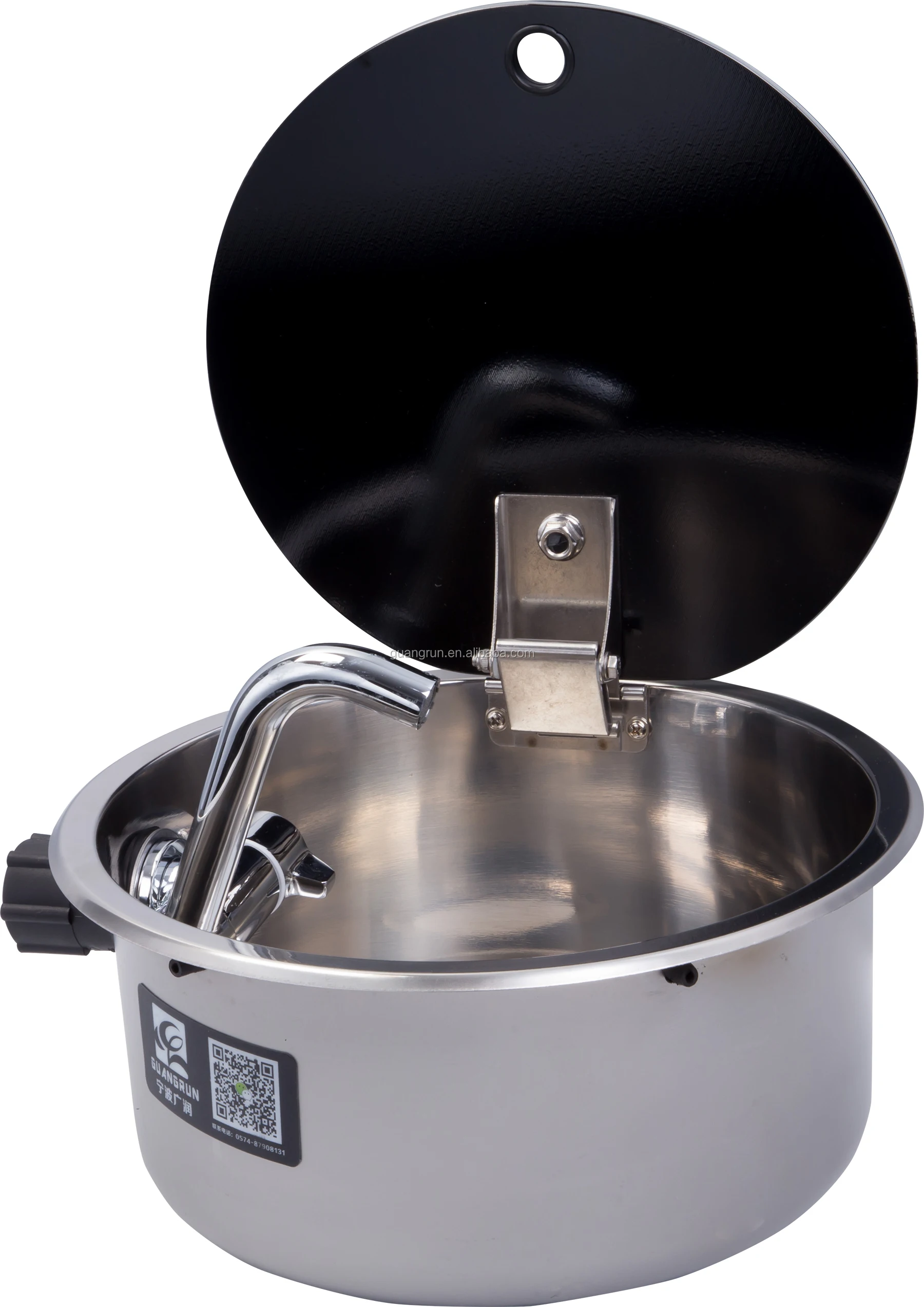 حوض غسيل من الفولاذ المقاوم للصدأ RV مع غطاء من الزجاج المقسى بدون صنبور في مقطورة سفر قافلة التخييم #2